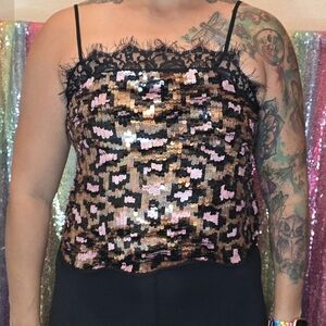Asos Sequin Leopard Cheeath Cami US4